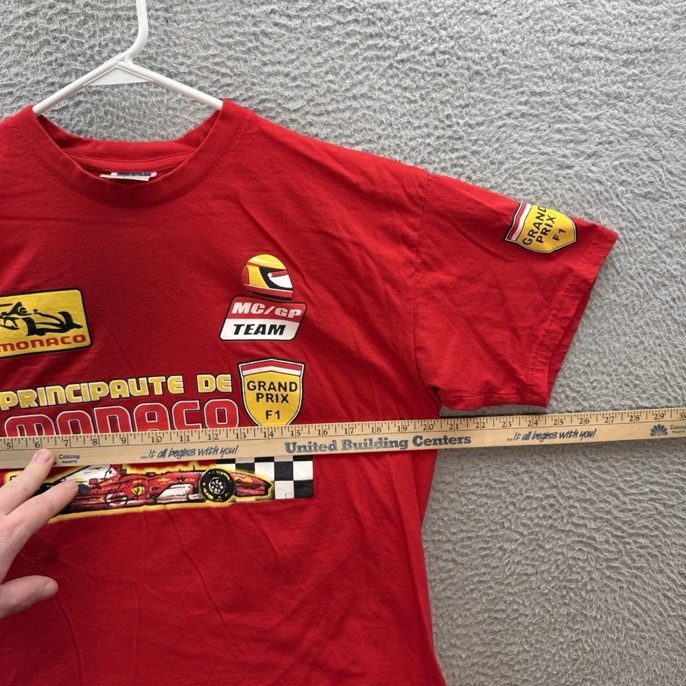 B&C Shirt Adult Large Red Principaute De Monaco F1 Grand Prix Formula One Racing